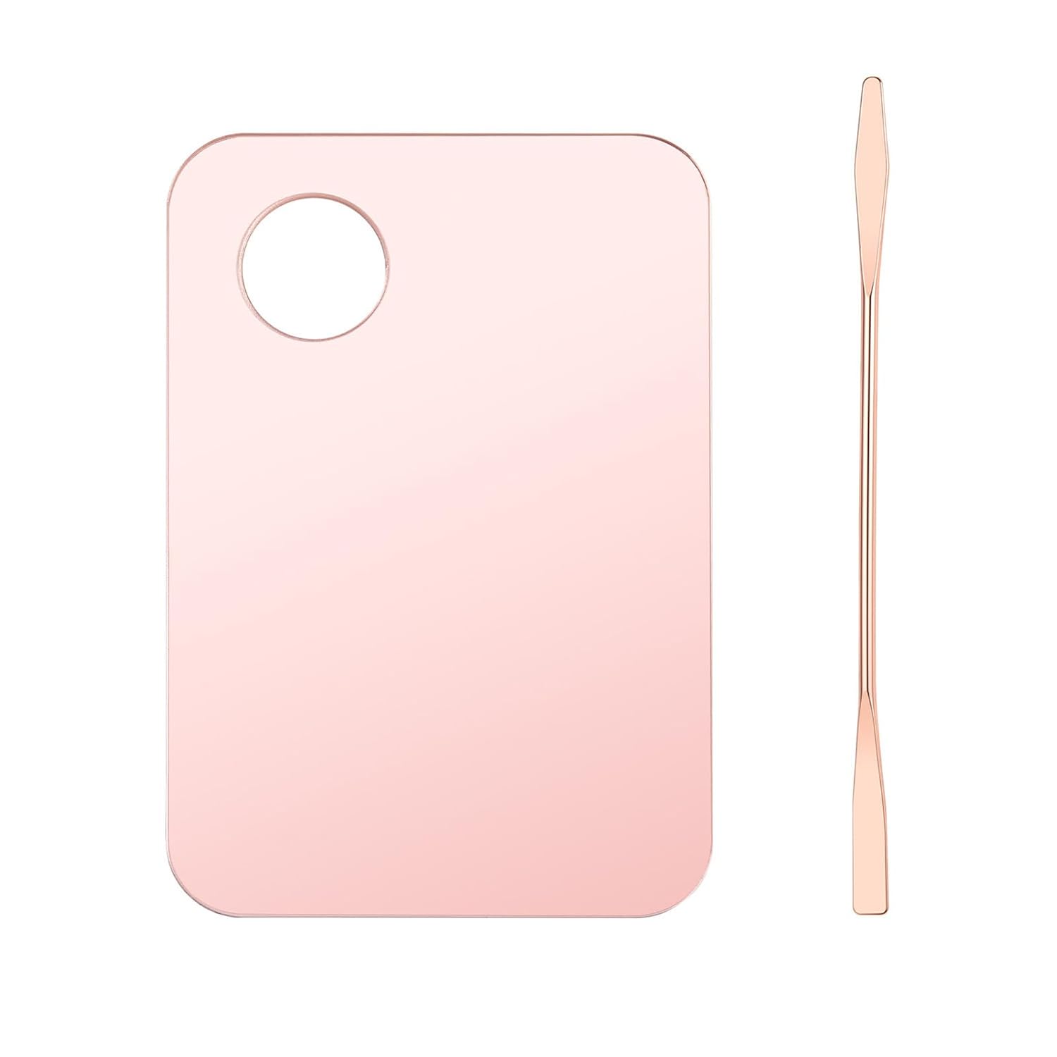 1 Pc Acrylic Cosmetic Makeup Palette with Makeup Spatula Tool Makeup Mixing Tray Apply for Foundation Eye Shadow Lipsticks Nail Art Beauty Salon (Rose gold)