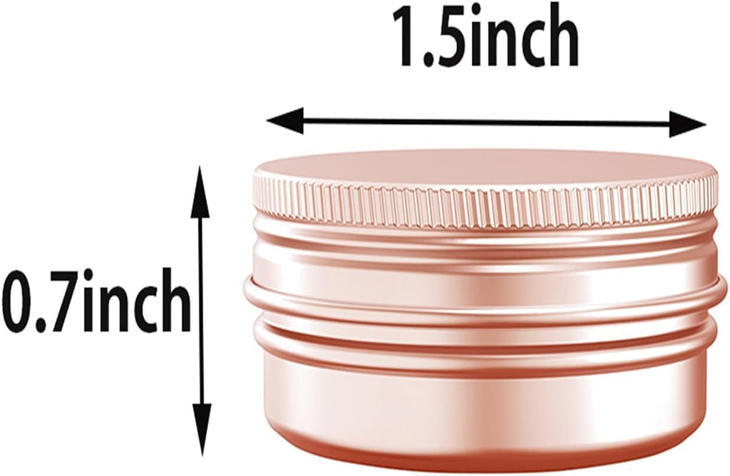 0.5 Ounce Aluminum Tin Jar with Screw Cap 15mL Tin Cans Refillable Containers for Cosmetic, Lip Balm, Cream, Lotion, Balms, Spices, Salve, Rose Gold 40 Pcs
