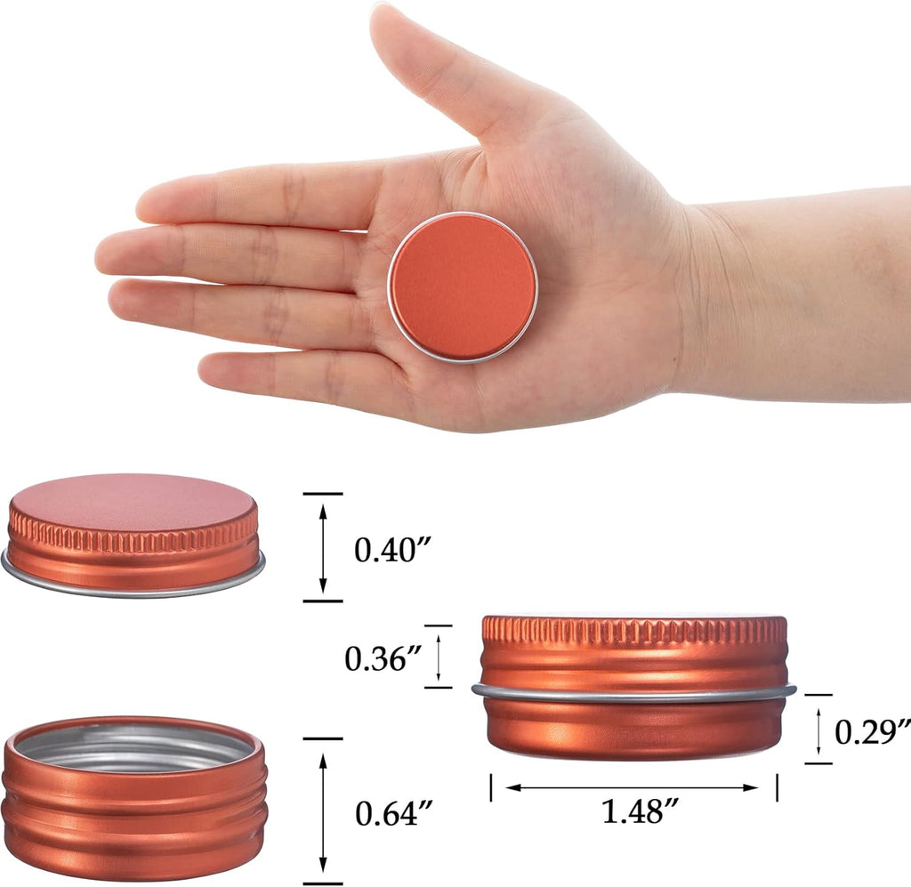 0.5 oz Screw Top Aluminum Tin Jar with Screw Lid and Blank Labels (Orange - Pack of 32)