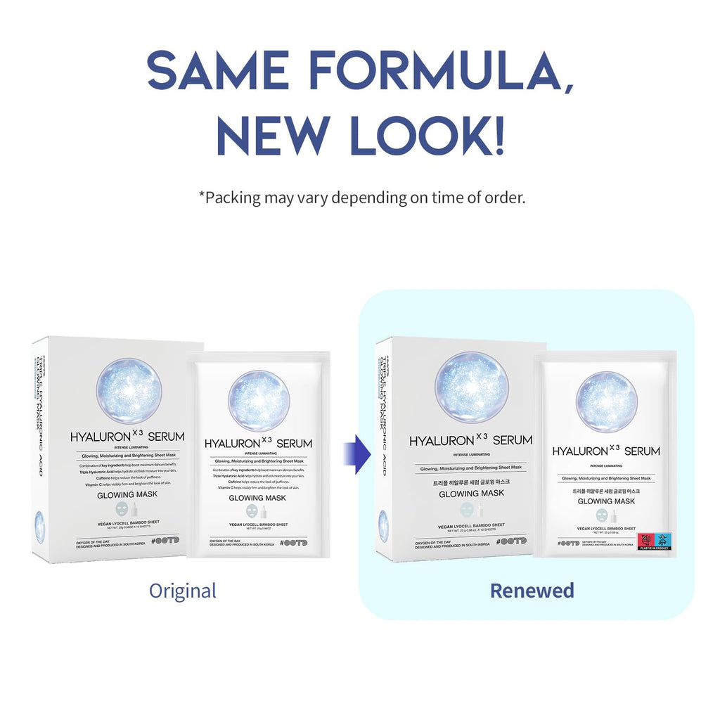 #OOTD Triple Hyaluron Hydrating Mask for Dry and Sensitive Skin, Anti Aging, Tightening and Moisturizing, Korean Vegan Beauty, Hyaluronic Acid, Caffeine, Vitamin C 10EA