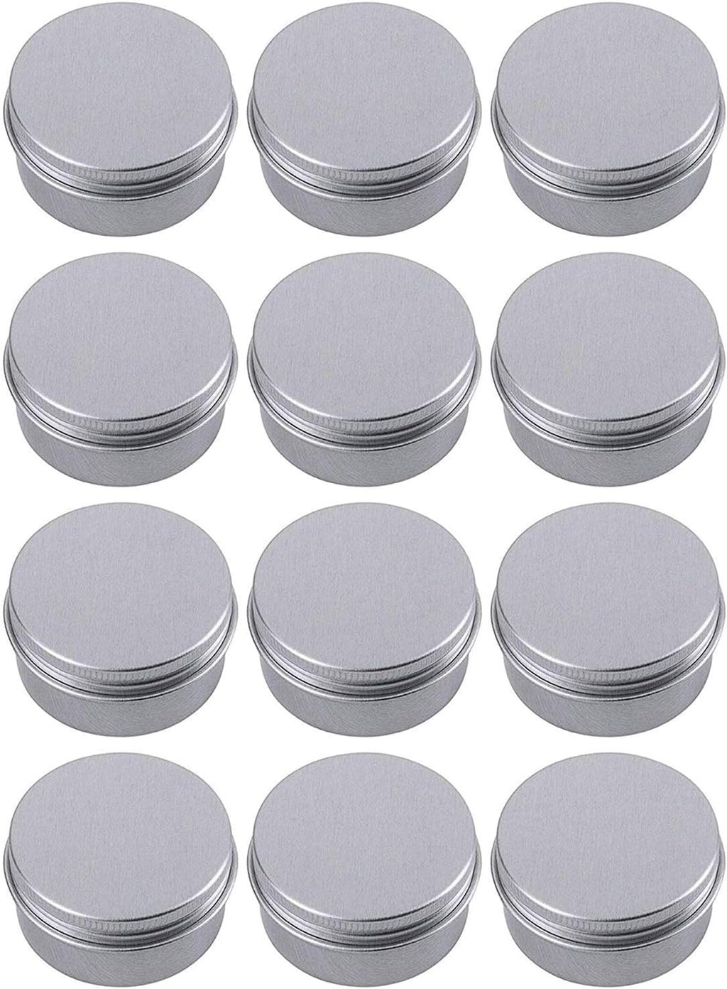 0.5 Ounce Aluminum Tin Jar Refillable Containers 15 ml Aluminum Screw Lid Round Tin Container Bottle for Cosmetic,Lip Balm, Cream, 12 Pack.