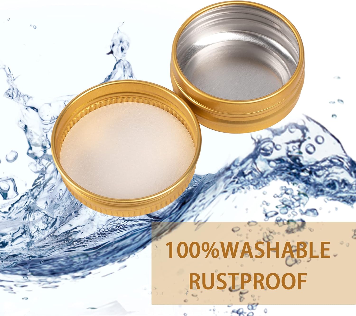 0.5 oz Screw Top Aluminum Tin Jar with Screw Lid and Blank Labels (Gold - Pack of 32)