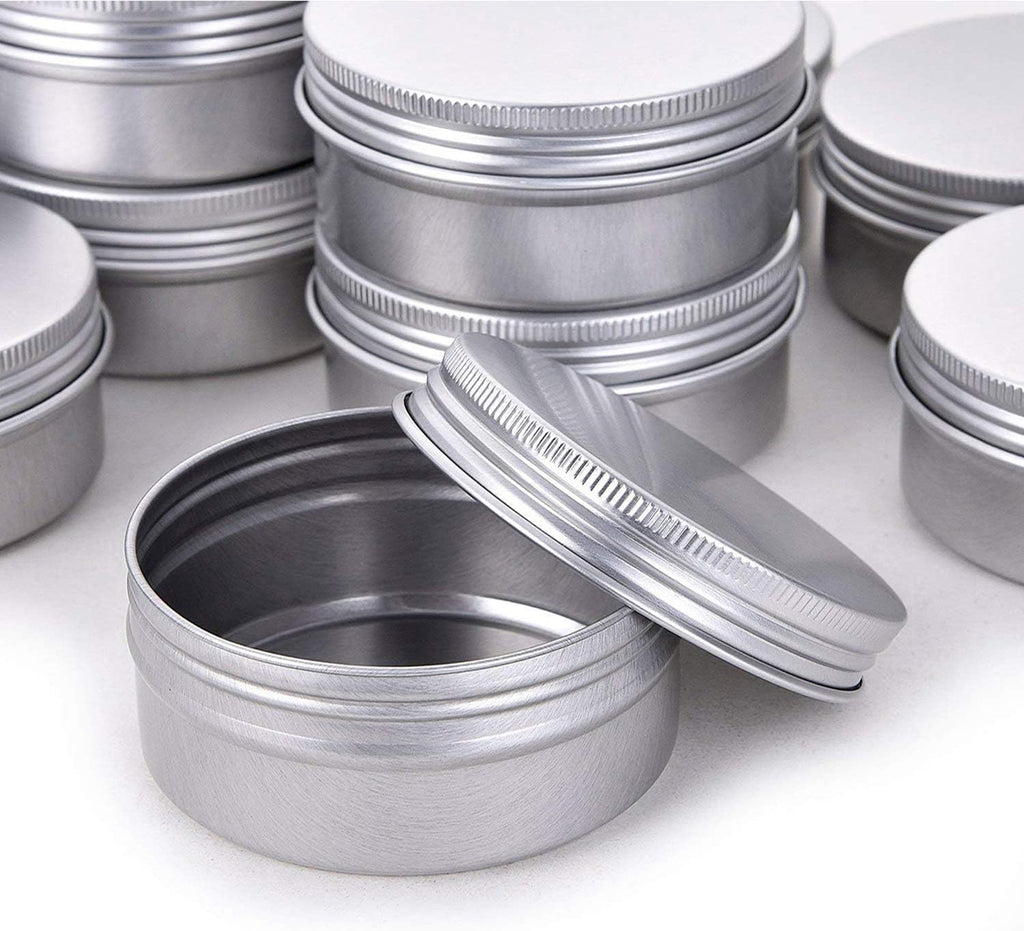 1 Ounce Aluminum Tin Jar Refillable Containers 30ml Aluminum Screw Lid Round Tin Container Bottle for Cosmetic,Lip Balm, Cream, 12 Pack.